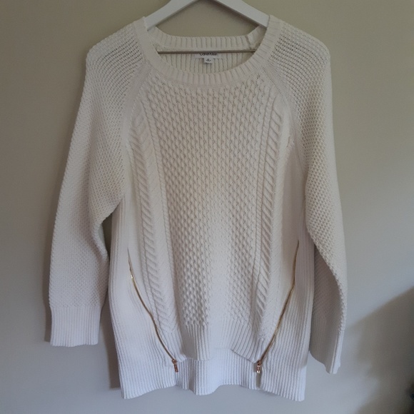 Calvin Klein Sweaters - 🚚Calvin Klein Zipper Detail Whitr Sweater XL
